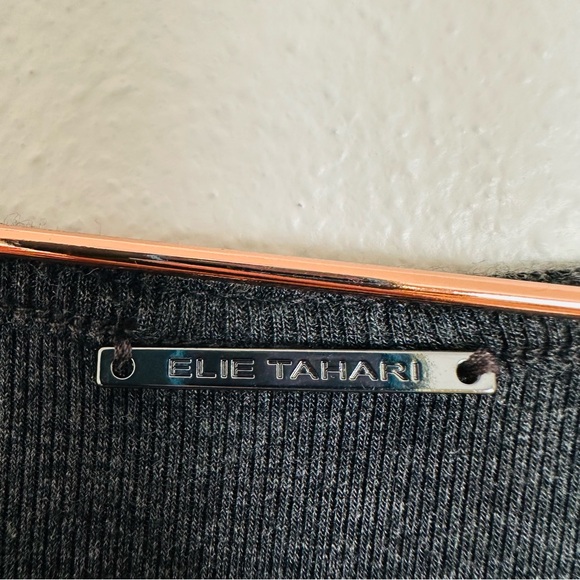 Elie Tahari Gray Knit Short Sleeve Pull On Mini Dress - Picture 9 of 10